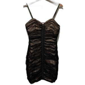 Twelfth Street by Cynthia Vincent Black Lace Rouched mini dress size 6